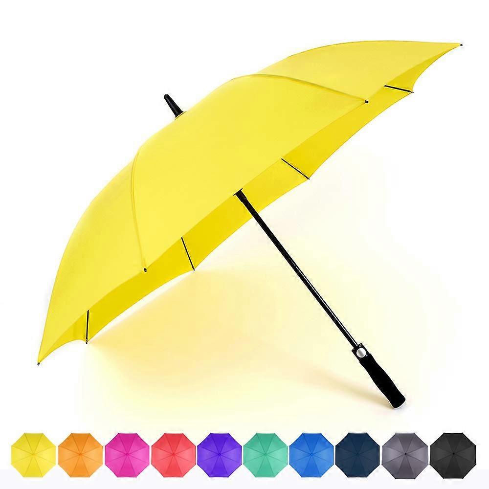 Large Golf Umbrella Windproof 55mph UPF50+ Sun Protection Automatic Open Bright Yellow