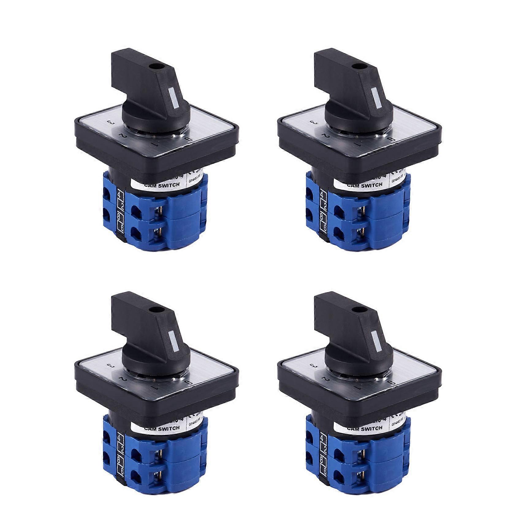 4X 8 Terminals 5 Positions Master Control Rotary Cam Switch 20A Black+Blue