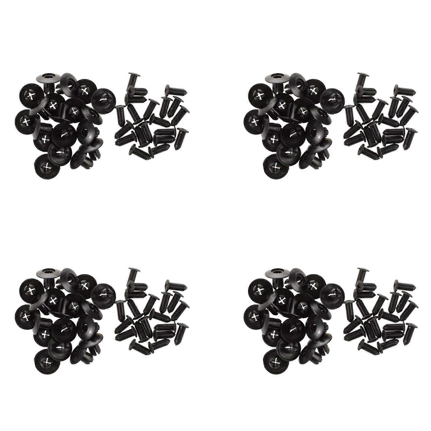 80 Pcs 8mm Hole Push in Expanding Screw Panel Clips Plastic Rivet Black