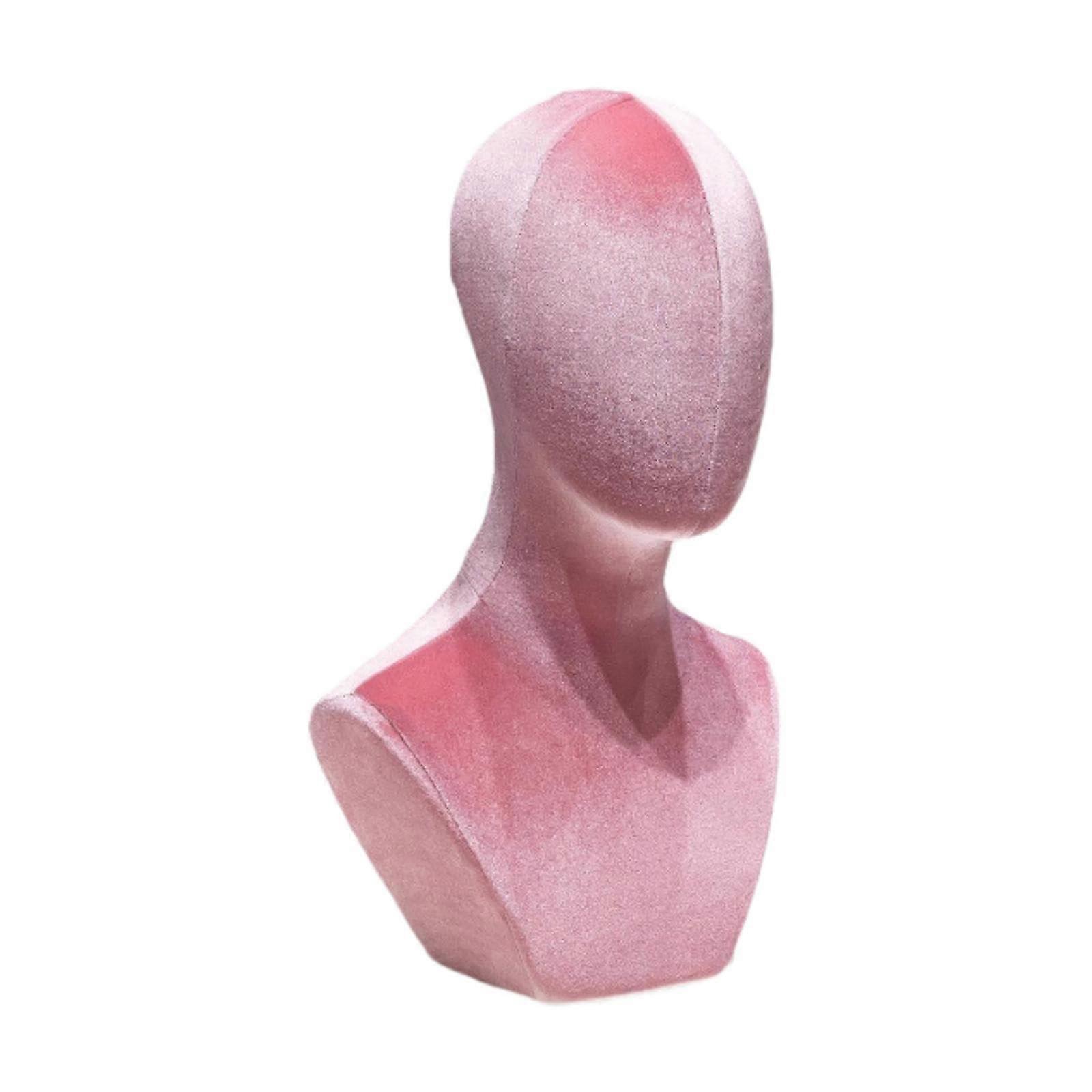 Mannequin Head for Wigs and Hats, Pink Wig Display Stand with Stable Base for Accessories