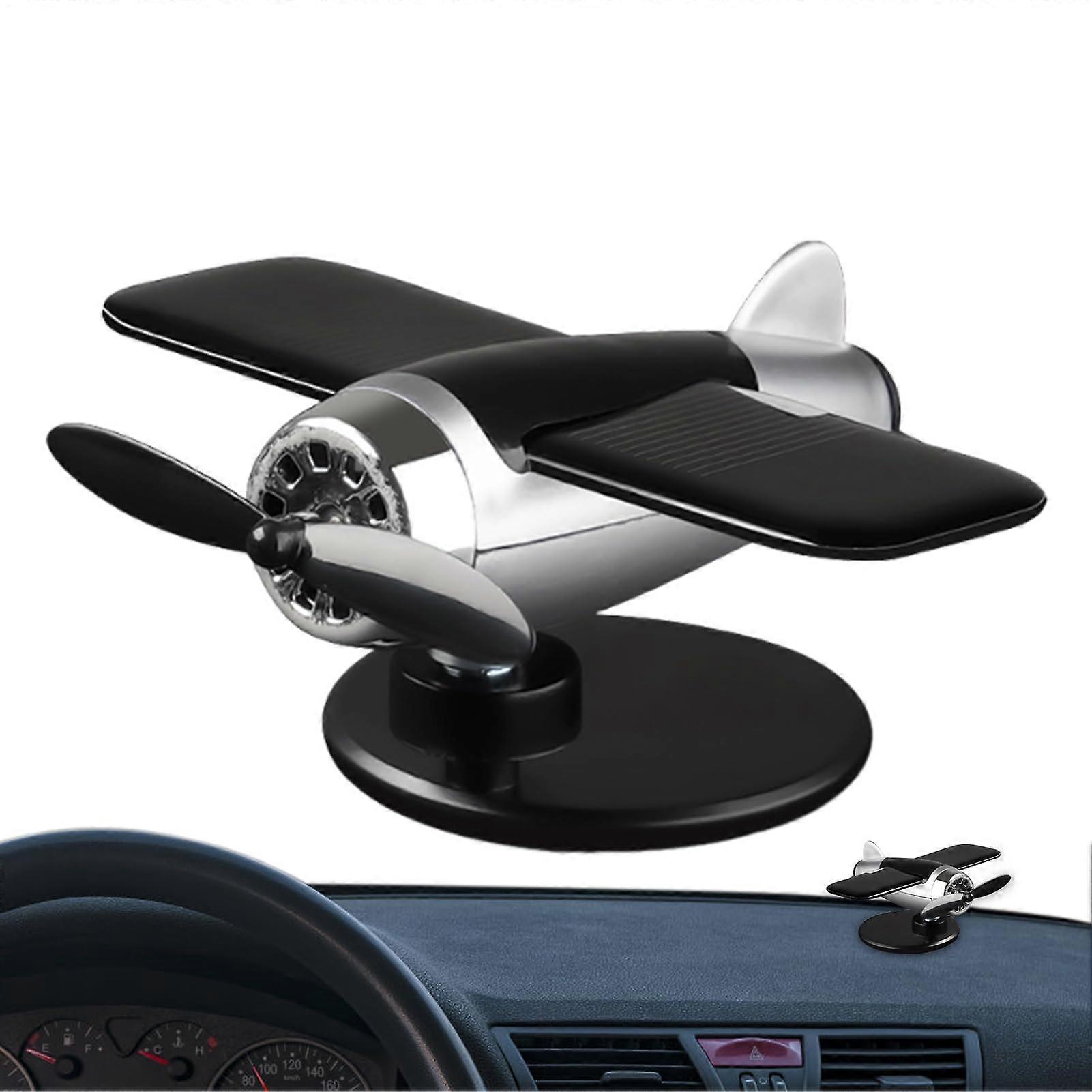 Solar Powered Rotating Helicopter Car Ornament with Noise Reduction Design in Silver