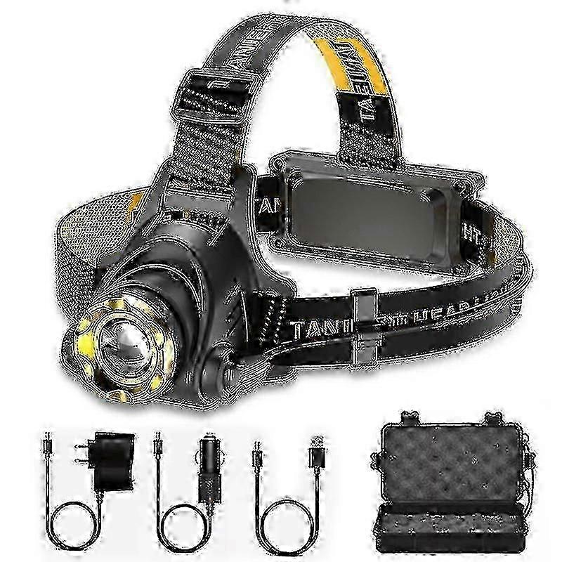 Rechargeable 990,000lm Led Headlamp - Zoomable Head Torch For Camping/Hiking/Night Work