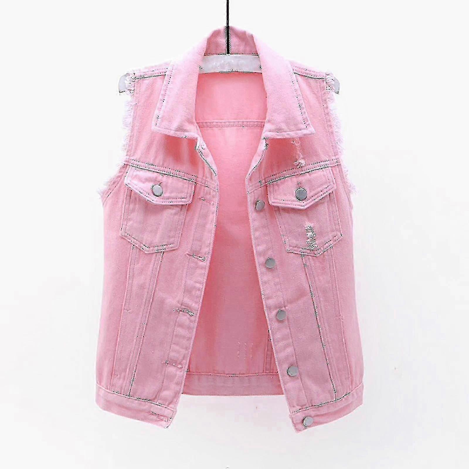 Women's Denim Vest for Spring Autumn, Solid Sleeveless Jacket Outerwear