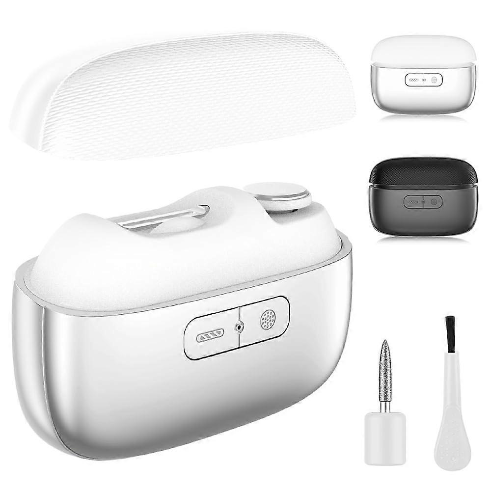 Electric Nail Clipper with LED Light, Rechargeable Automatic Nail Trimmer with Safety Sensor, White