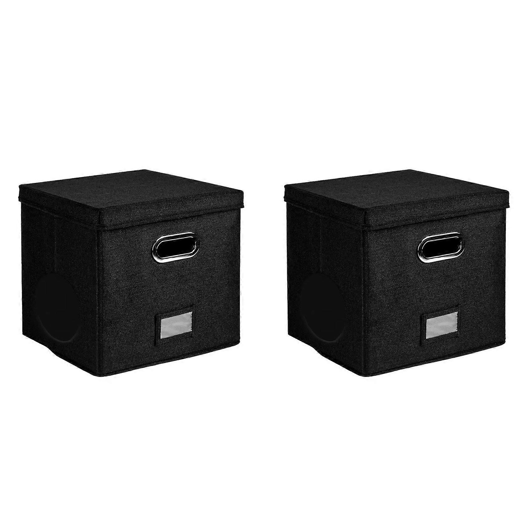 2pcs 12-Inch Vinyl Record Storage Box with Lids Handles Practical LP Record Organizer Boxes for More Than 50pcs Records