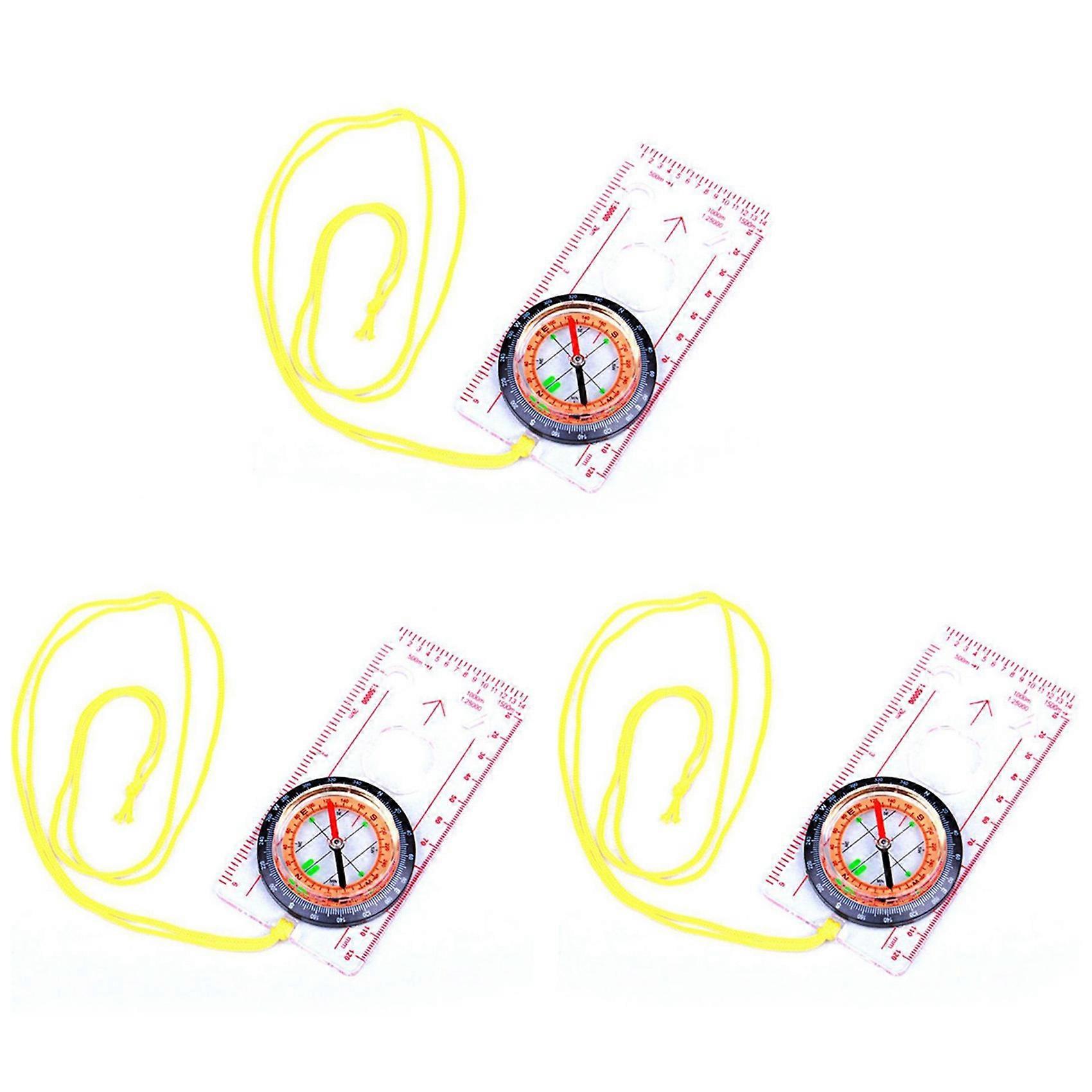 3X Baseplate Ruler Compass Map Scale Magnifier with Strap Camping Hiking OCOMP7198