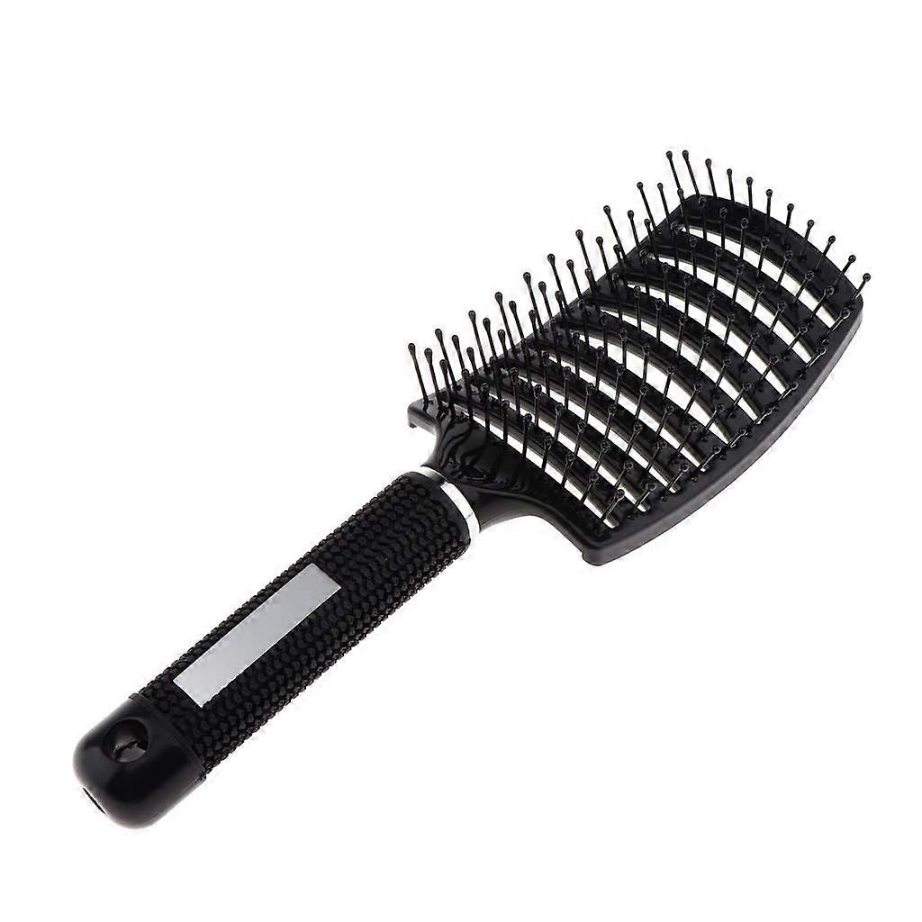 Large Vented Hair Brush for Fast Drying and Scalp Massage, Curved Paddle Design, Black