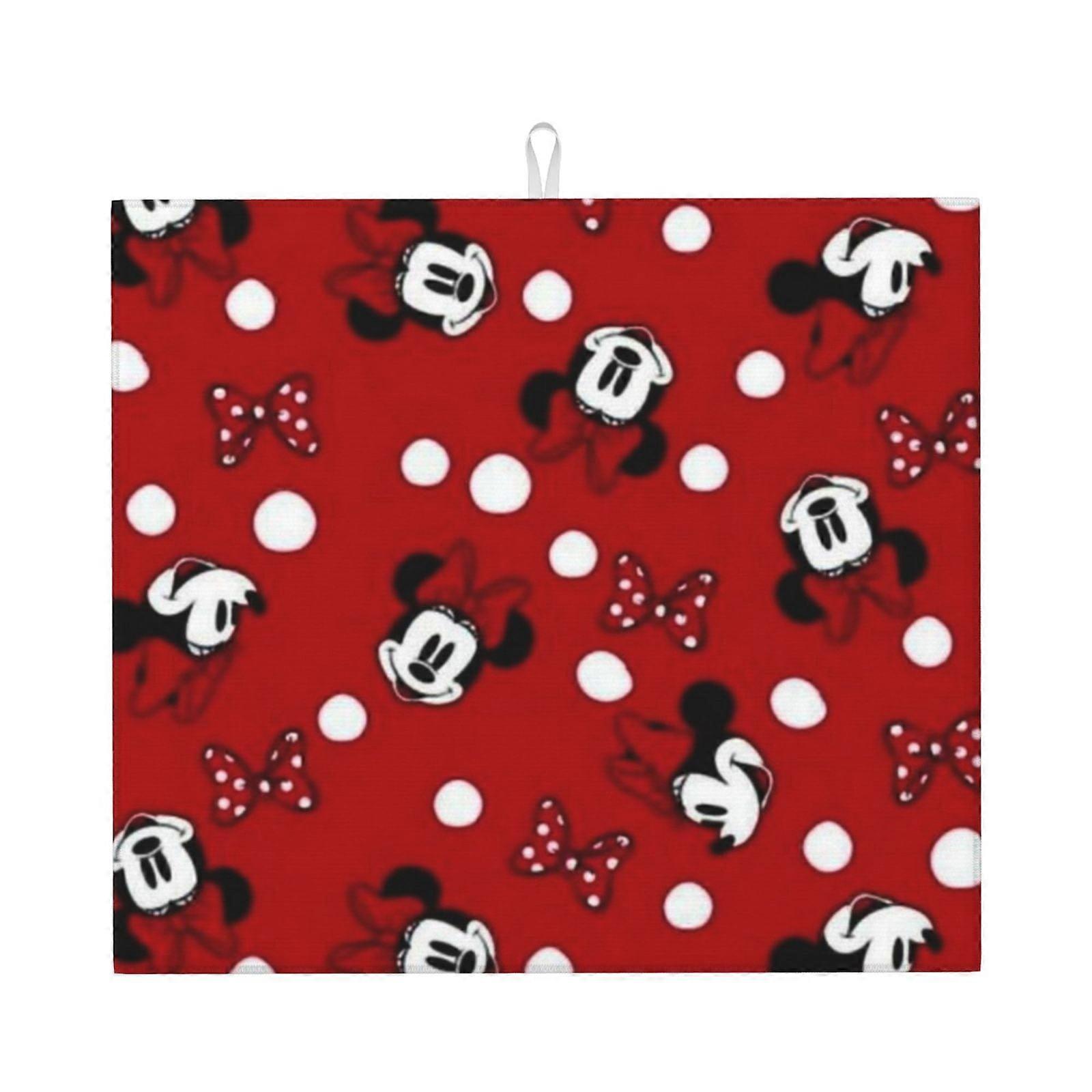 Mickey Mouse Dish Drying Mat For Kitchen Counter, Microfiber Dish Mat, Fast Absorbent Draining Pad