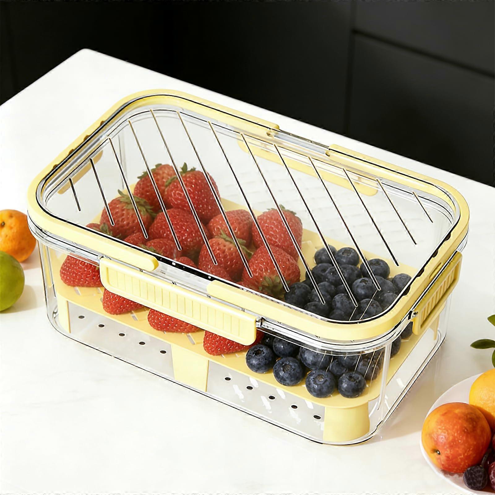 Food Storage Container with Ice Pack, Airtight Refrigerator Organizer with Drainage Rack, Stackable Design