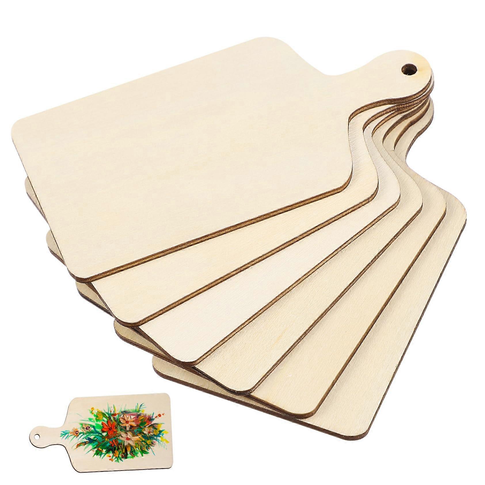 6pcs Mini Wooden Cutting Boards with Handle, Solid Wood Serving Display, Smooth Finish for Crafts