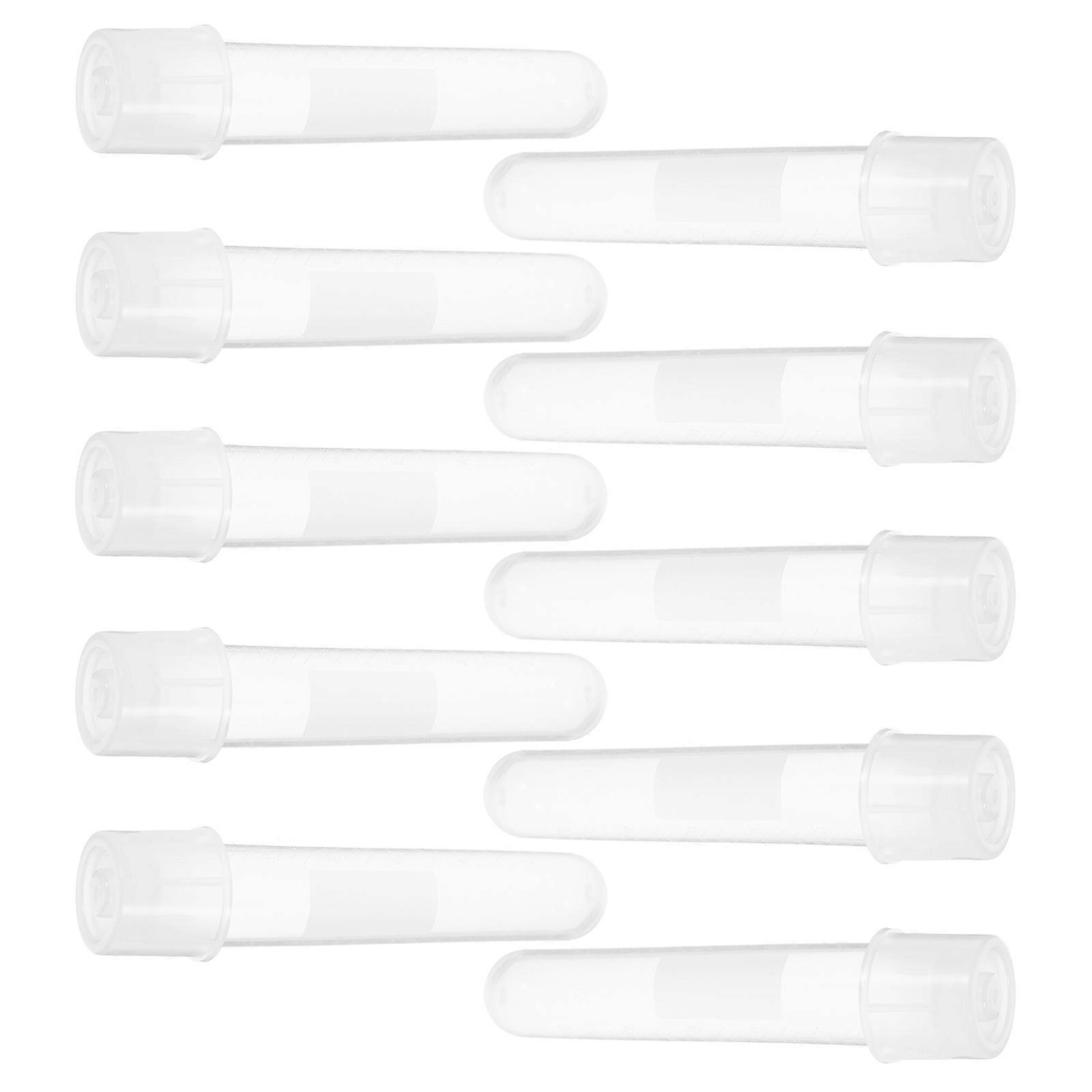 Culture Tubes Plastic Testing Tubes for Experiment Samples 10Pcs Pack