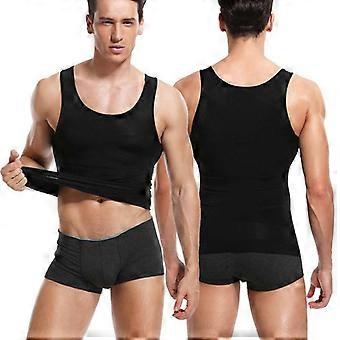 Mens Body Shaper Toning T-Shirt Ultra Durable Vest Compression Workout Underwear
