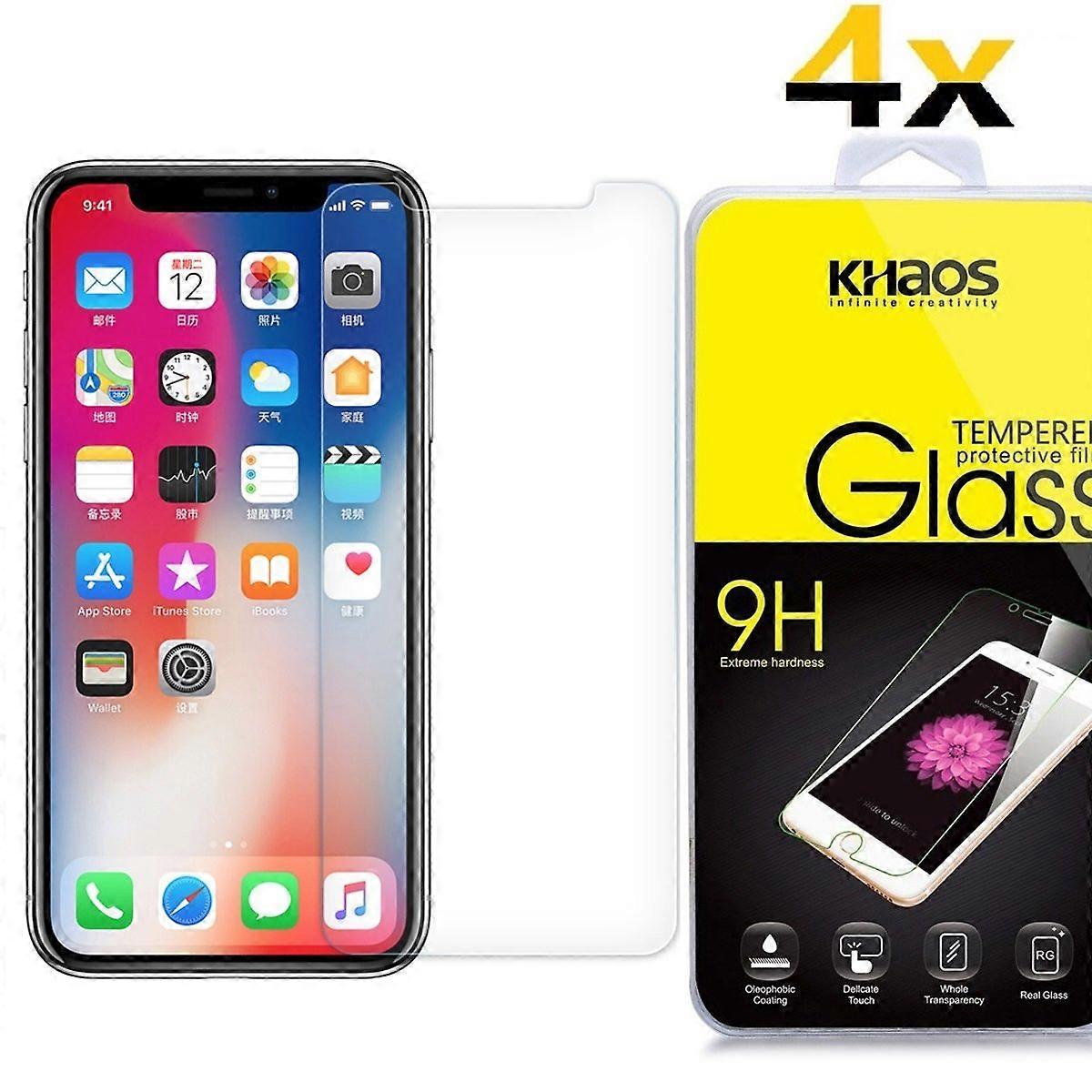 Tempered Glass Screen Protector 4 Pack for iPhone X, 9H Scratch Resistant UltraClear HD View