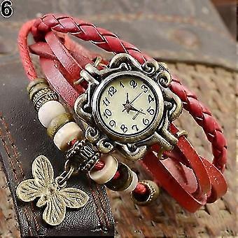 Retro horloge mode lederen wrap armband horloge riem horloge dames kinderen horloge vlinder hanger