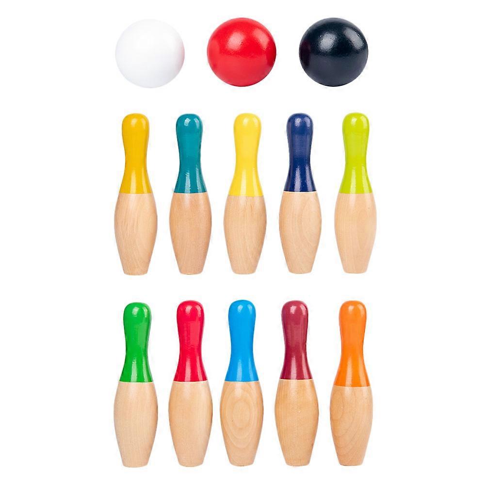 Kids Indoor Bowling Wooden Toy for Interactive Learning 1Set