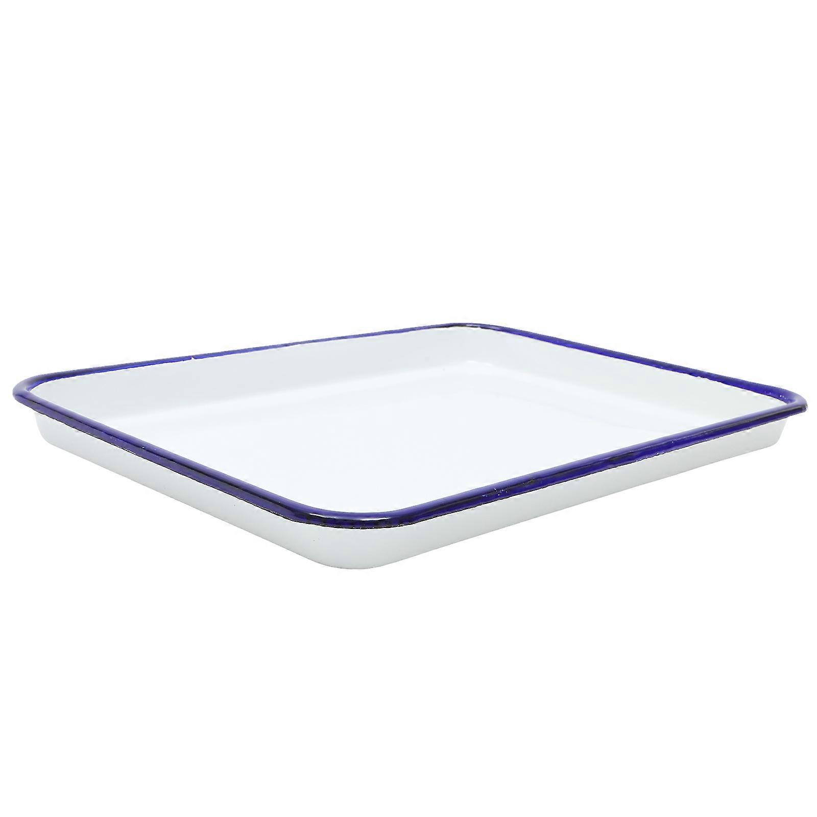 Enamel Bake Pan Rectangular Serving Dish for Baking 1 Piece White Enamelware Roasting Pan