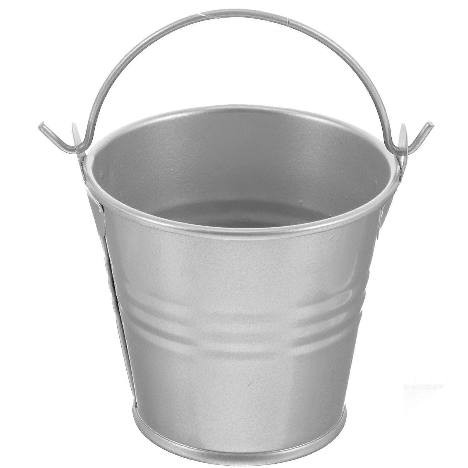 Silver Iron Flower Bucket for Flower Arrangement Multi-Functional