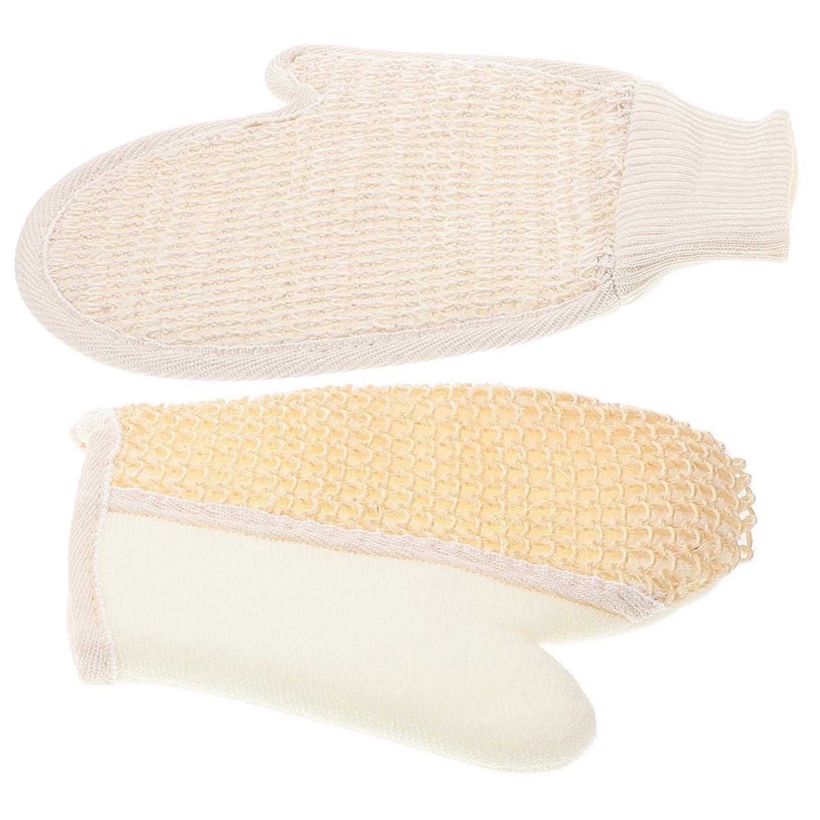 2pcs Sisal Exfoliating Gloves Full Coverage Bath Mitts for Shower and Spa Use