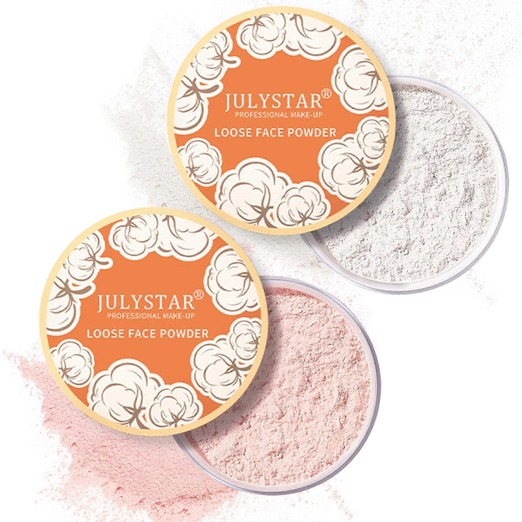 Loose Setting Powder Matte Oil Control Long Lasting Makeup 2PCS Translucent and Pink Complexion