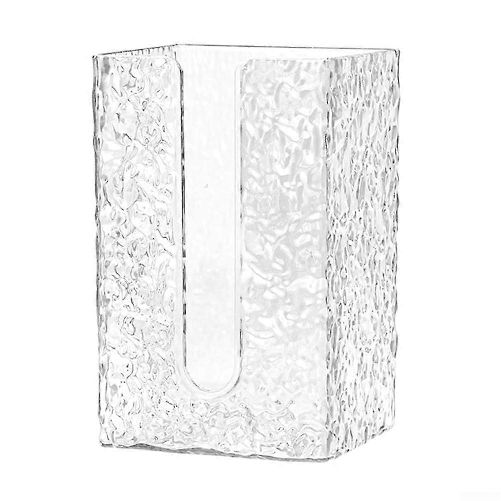 Tissue Box Holder with Large UShaped Opening, Wall Mounted Translucent Plastic Cover