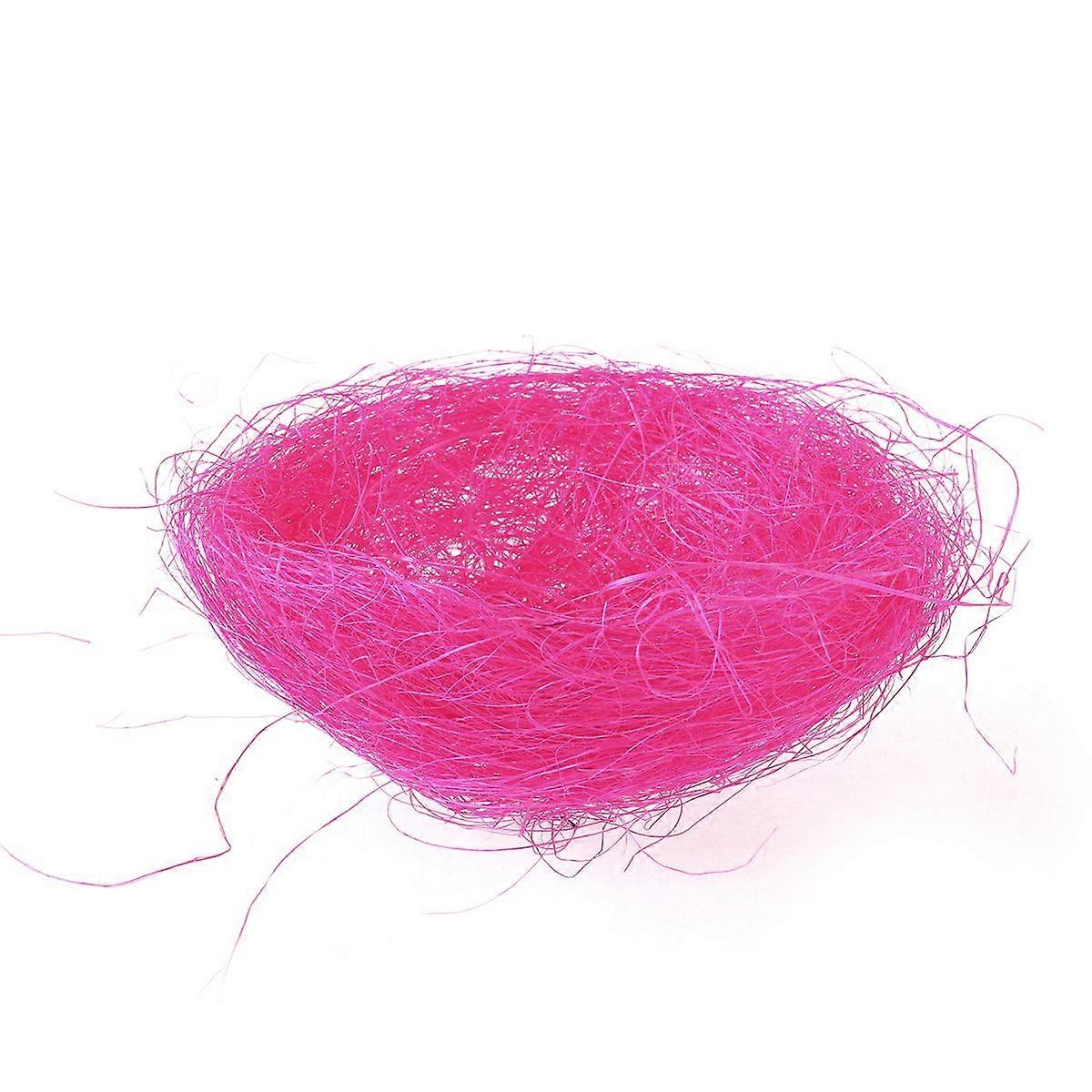 3Pcs Artificial Nest Easter Mini Colored Thread Bird Nests for Candies Eggs (Rose Red)