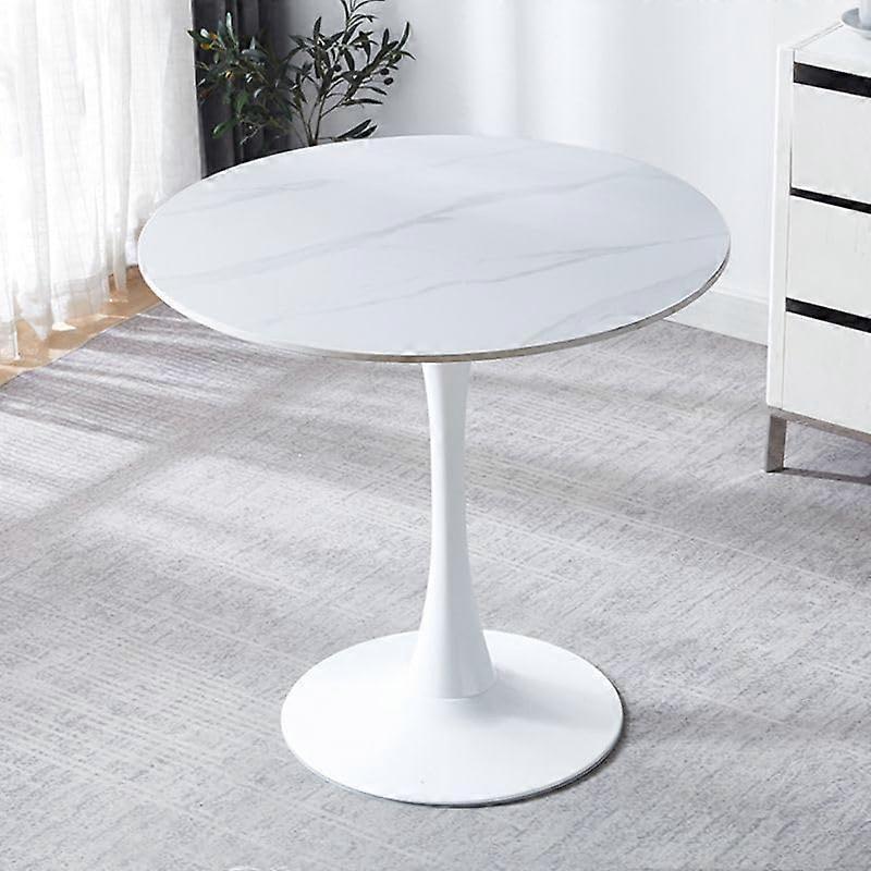 White Marble 24 Inch Round Tulip Dining Table Sleek Modern Design SpaceSaving Durable Base