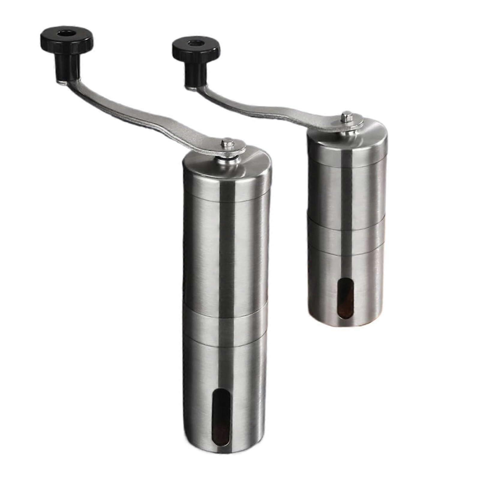 Large Stainless Steel Manual Coffee Grinder with Ceramic Burrs, Adjustable Settings, Long Handle