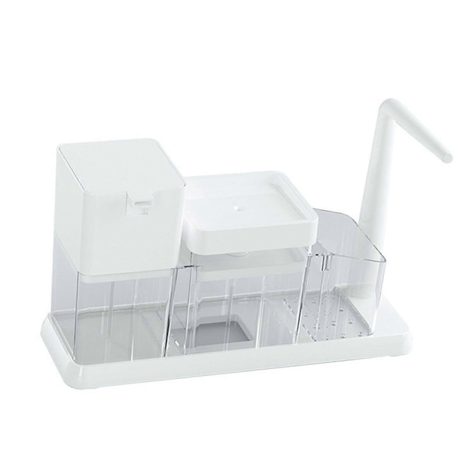 Soap Dispenser with Storage Tray Organizer for Bathroom and Kitchen Space Saving Pump Design