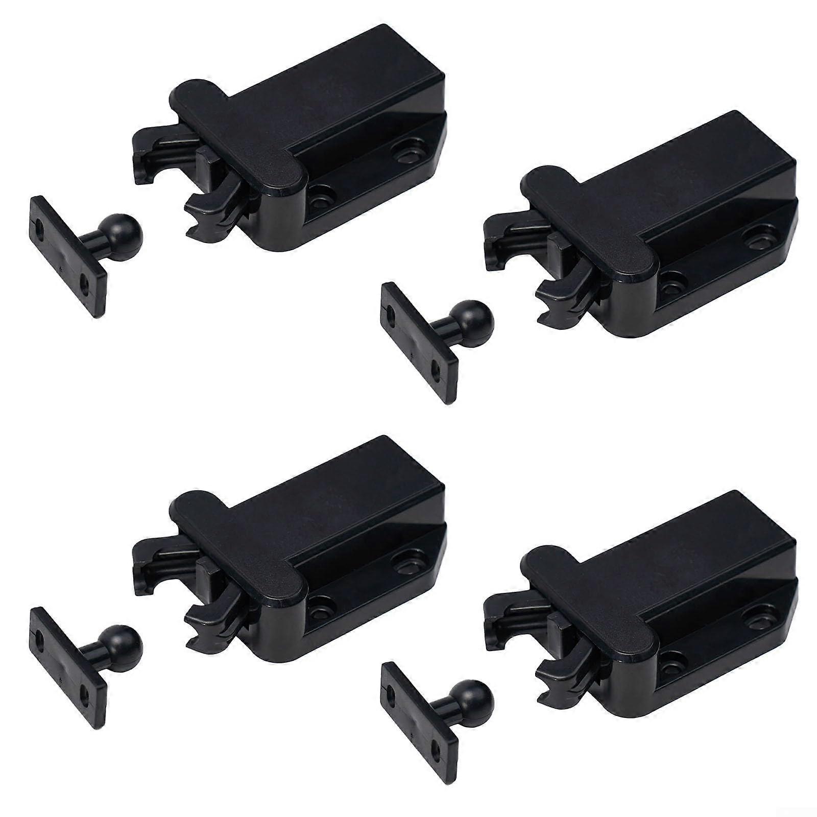 Push to Open Cabinet Latch Touch Release Spring Catch for Kitchen Cupboard Drawer Black 4 Pack