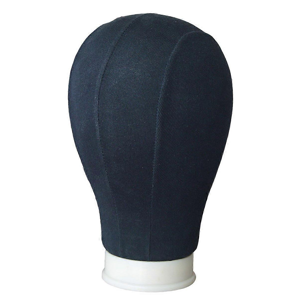 Canvas Wig Head with Mount Hole for Wig Making, Black Mannequin Head 24' Secure Pinning Surface