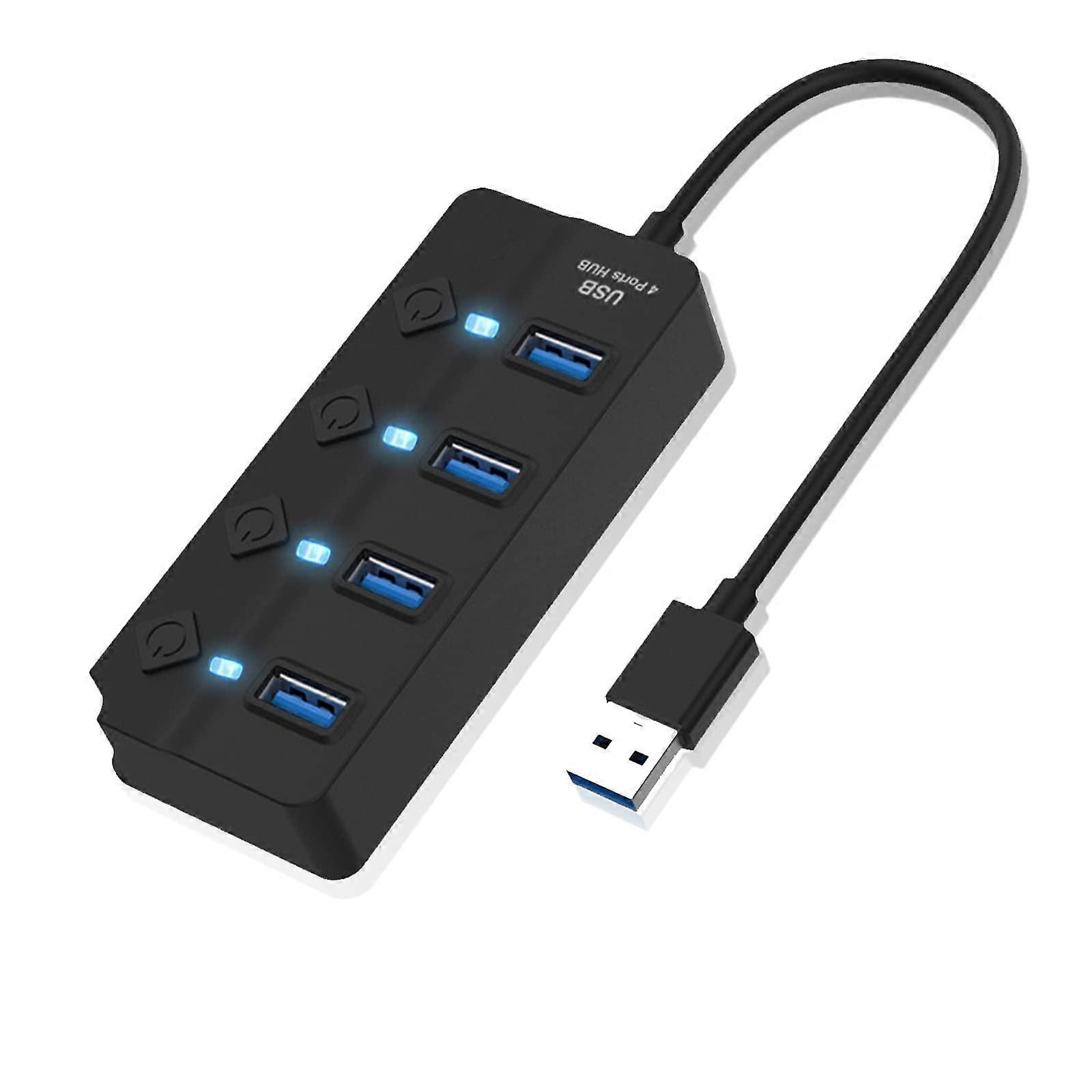 USB 3.0 Hub 4 Port with Individual Switch, Speed Data Transfer, LED Indicator for Laptop