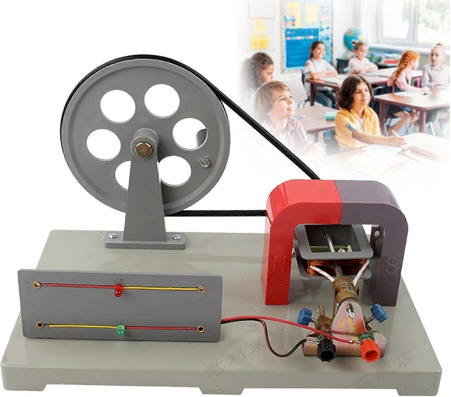 Hand Crank Generator with Dual AC/DC Output, Visible Components DIY School Physics Experiment Kit