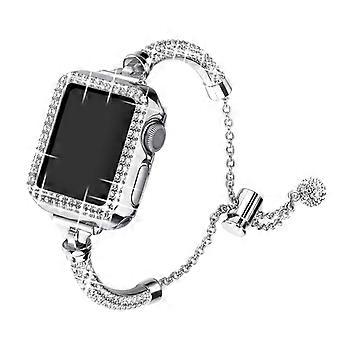 For Apple Watch SE 44mm/SE (2022) 44mm/Series 4/5/6 44mm Durable Bracelet Metal Rhinestone Decor Fas