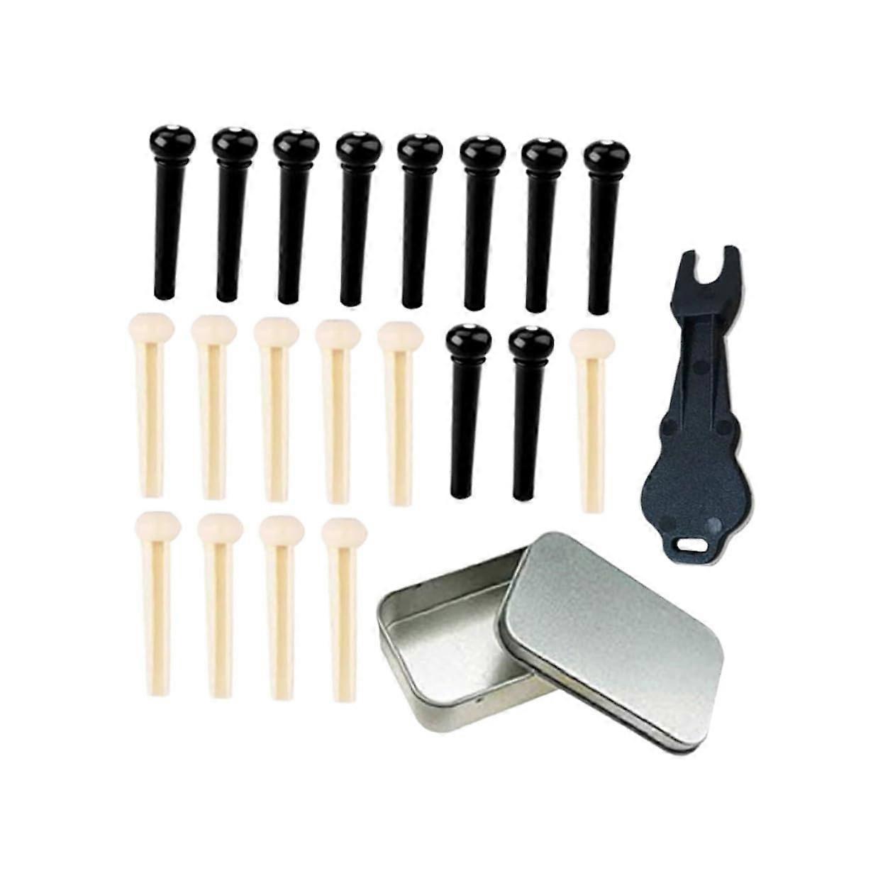 Guitar Bridge Pins with Puller for Acoustic and Electric Fast String Changes and Safe Removal Set