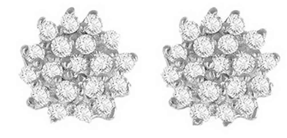 KJ Beckett 0.17ct Lab Created Diamond 6mm Cluster Stud Earring - Silver/Clear