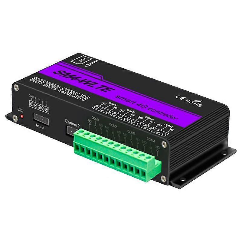 SM4-WLTE 4G Wireless GSM SMS Remote ON/OFF Switch Controller 4 Relays APP Remote Control Temperature
