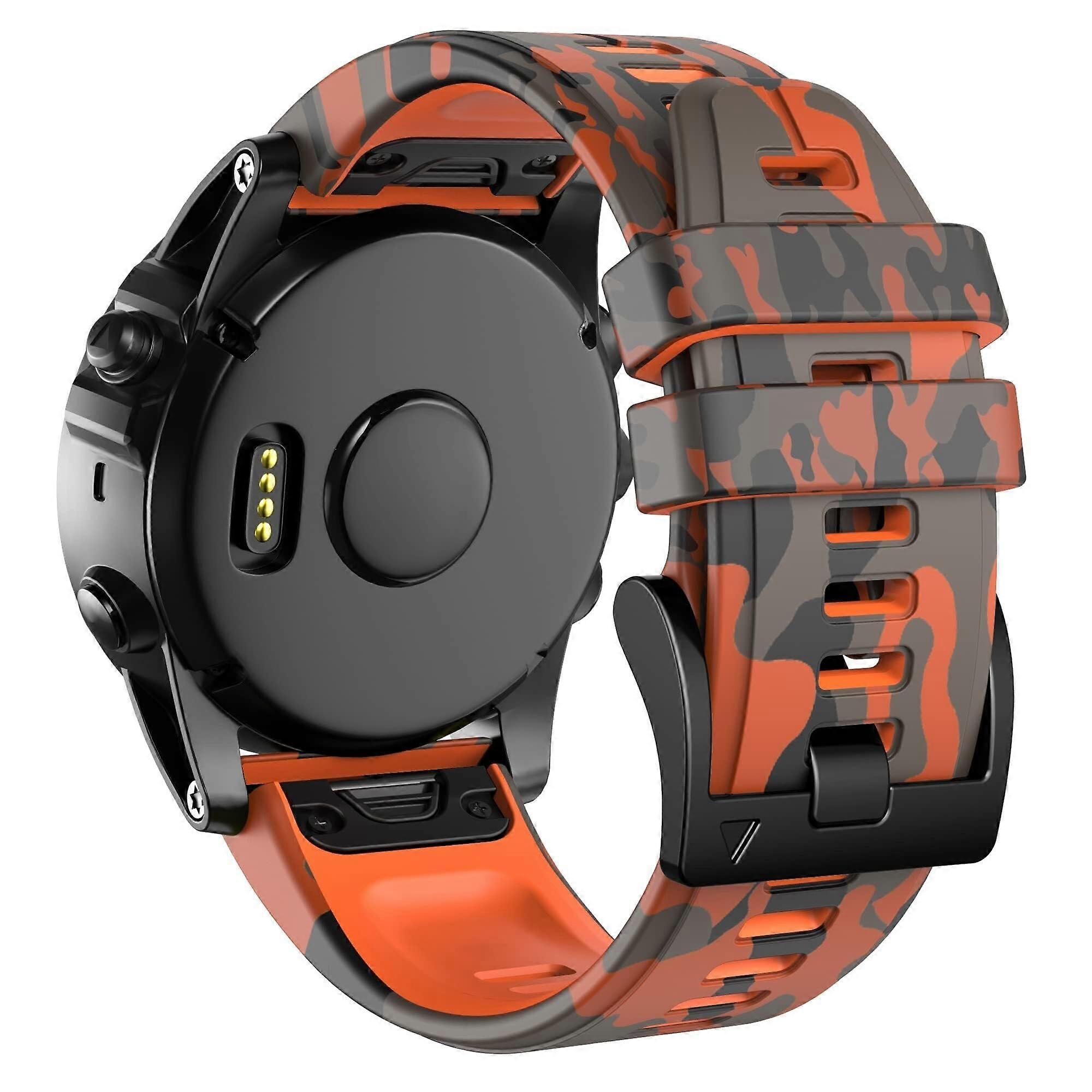 Camouflage Orange 22mm Durable Rubber Strap for Garmin Fenix 5 Plus/6 Pro