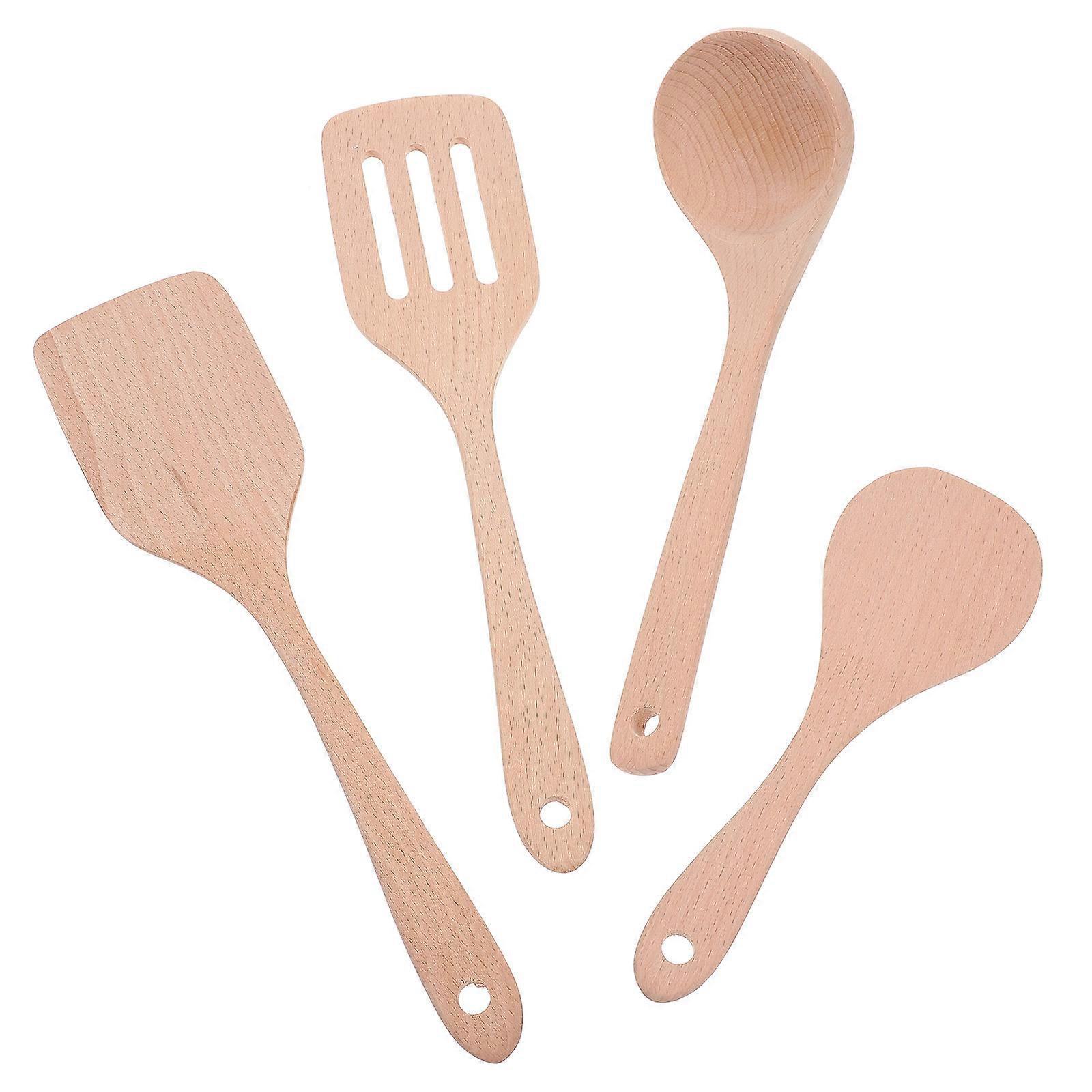 Wood Cooking Tools Set for Kitchen Use 1Set Spatula and Spoon Kit