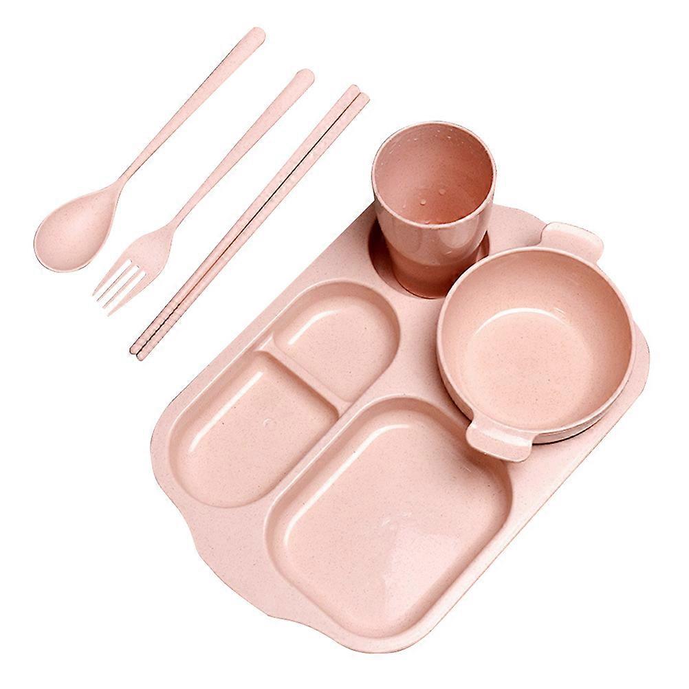 Red Straw Fiber Dinnerware Set 6Pcs for Child Daily Use