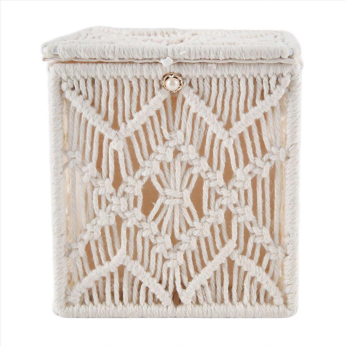 Tissue Box Cover Boho Decor Square Paper Tissue Holder with Buckle