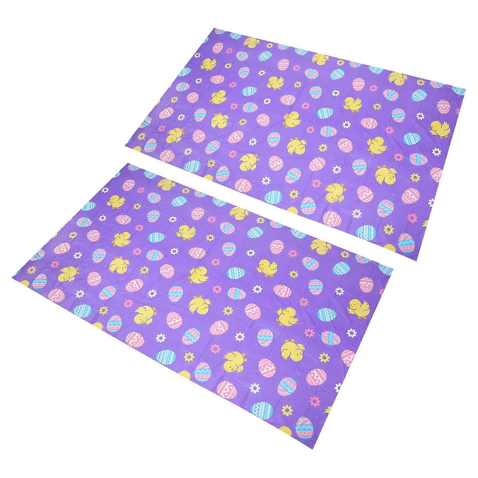 Plastic Easter Table Cover for Decor Featuring 4Pcs Easter Egg Patterns