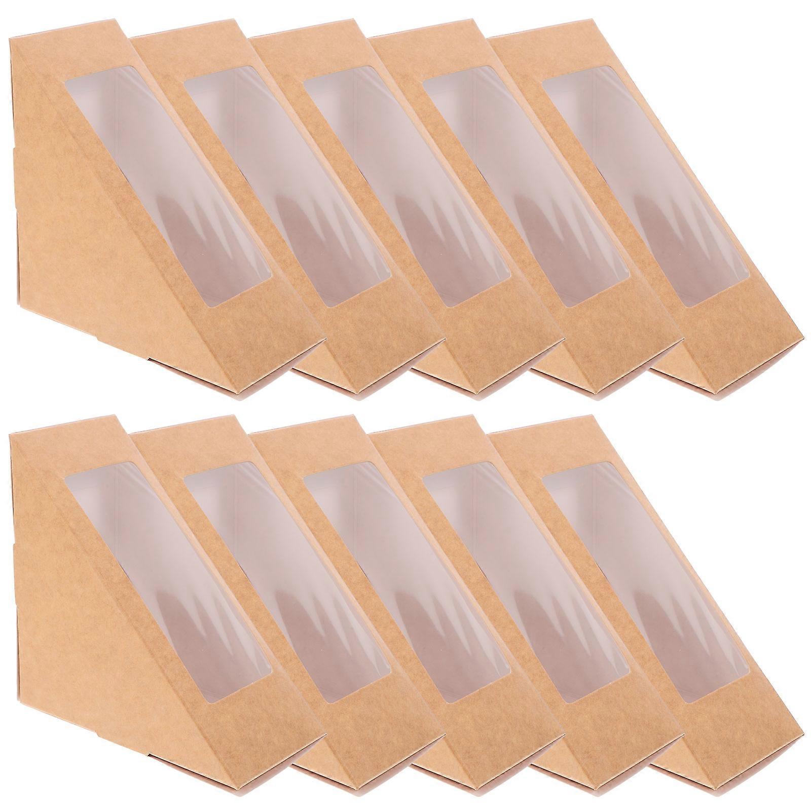 Khaki Sandwich Boxes Triangle Sandwich Boxes for Wrapping 50Pcs Paper