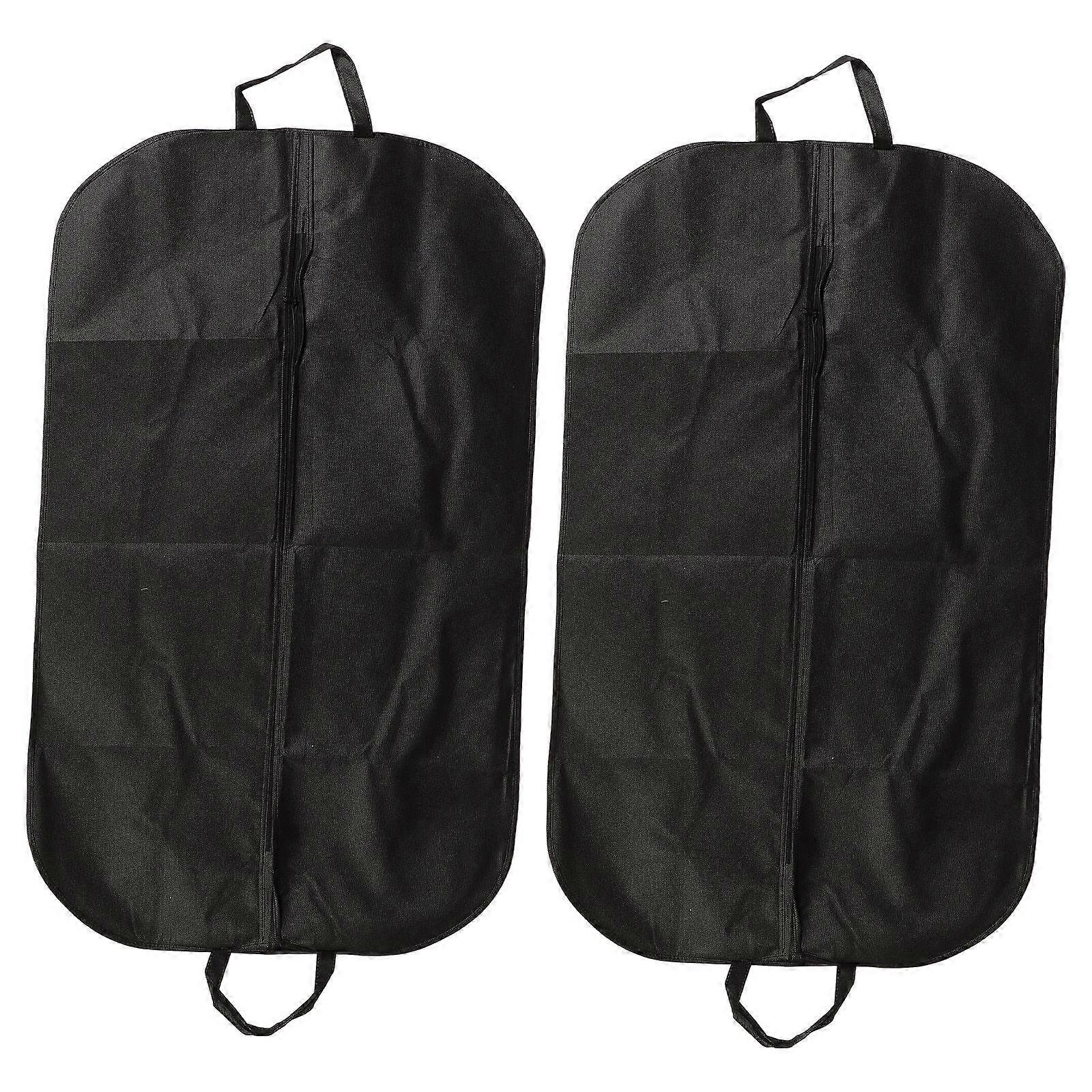 Suit Cover Hanging Garment Bag for Storage 2Pcs Black Clothes Protector
