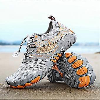 Baskets pour filles et garçons, bout fermé, antidérapantes, à lacets, chaussures de sport pieds nus, chaussures aquatiques tendance pour enfants, grises, 10,5-11 ans