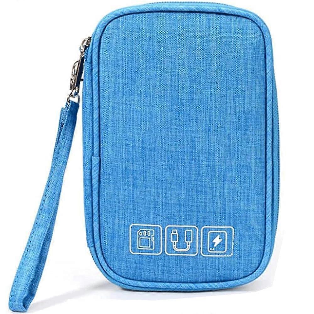 Electronics Organizer Bag with Tangle Cable Storage, Travel Gadget Case, Blue