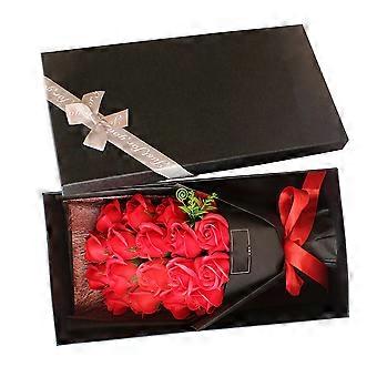 Seifenblumenstrauß für Feste – 1 Schachtel rote Seifenrosen als Geschenk