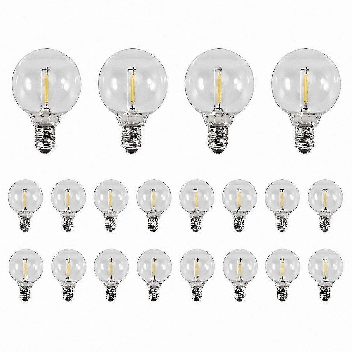 20 Pcs G40 LED Globe Bulbs E12 Base Shatterproof compatible with Solar String Lights