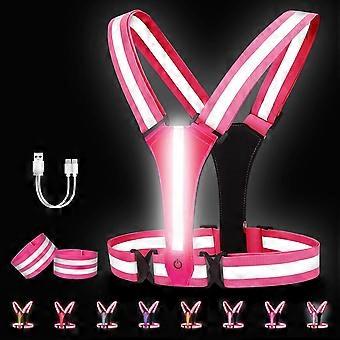 LED Reflective Vest Running Gear Running Vest with 8 Lights Colors USB-C Rechargeable Vest High Visibility with Adjustable Waist/Shoulde for Cycling N