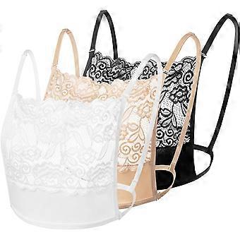 Set di 3 pezzi di reggiseno finto canottiera da donna in pizzo, inserto sovrapposto per la modestia.
