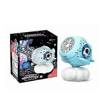 Rechargeable Bubble Machine, Automatic 360 Rotatable Bubble Maker Toys with LED Light, Spaceship-Shaped Bubble Blower for Kids, Parties & Outdoor Play